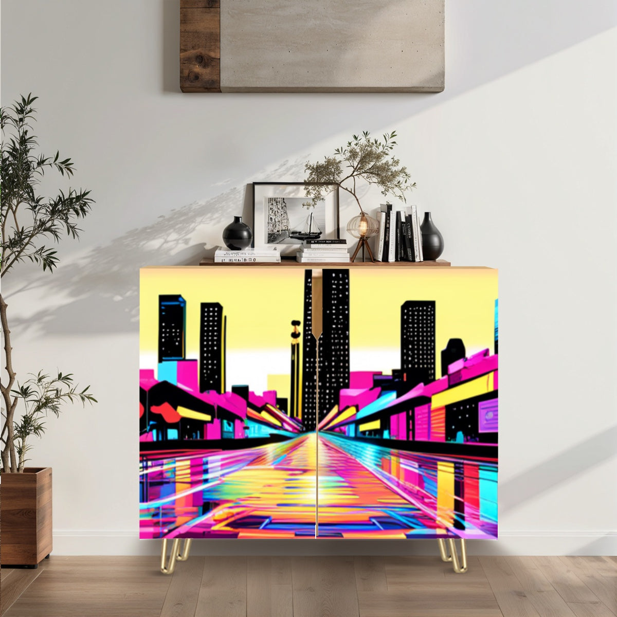 Neon Skyline Storage Cabinet