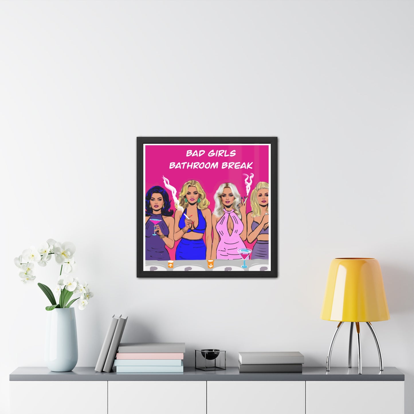 Bad Girls Bathroom Break Potty Humor Series Framed Posters