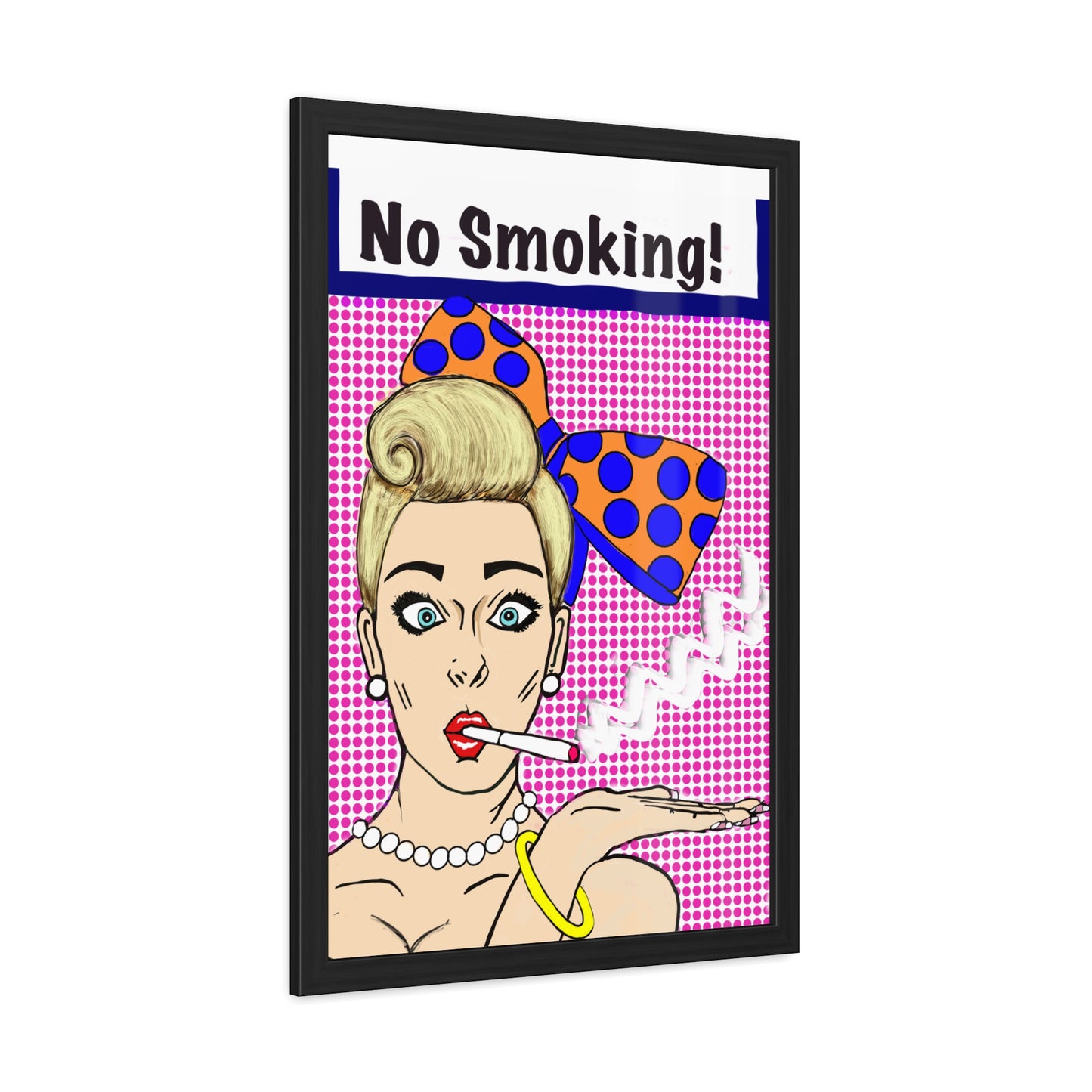 Pop Art Sassy Series Potty Humor Smoking Lady Vertical Framed Poster