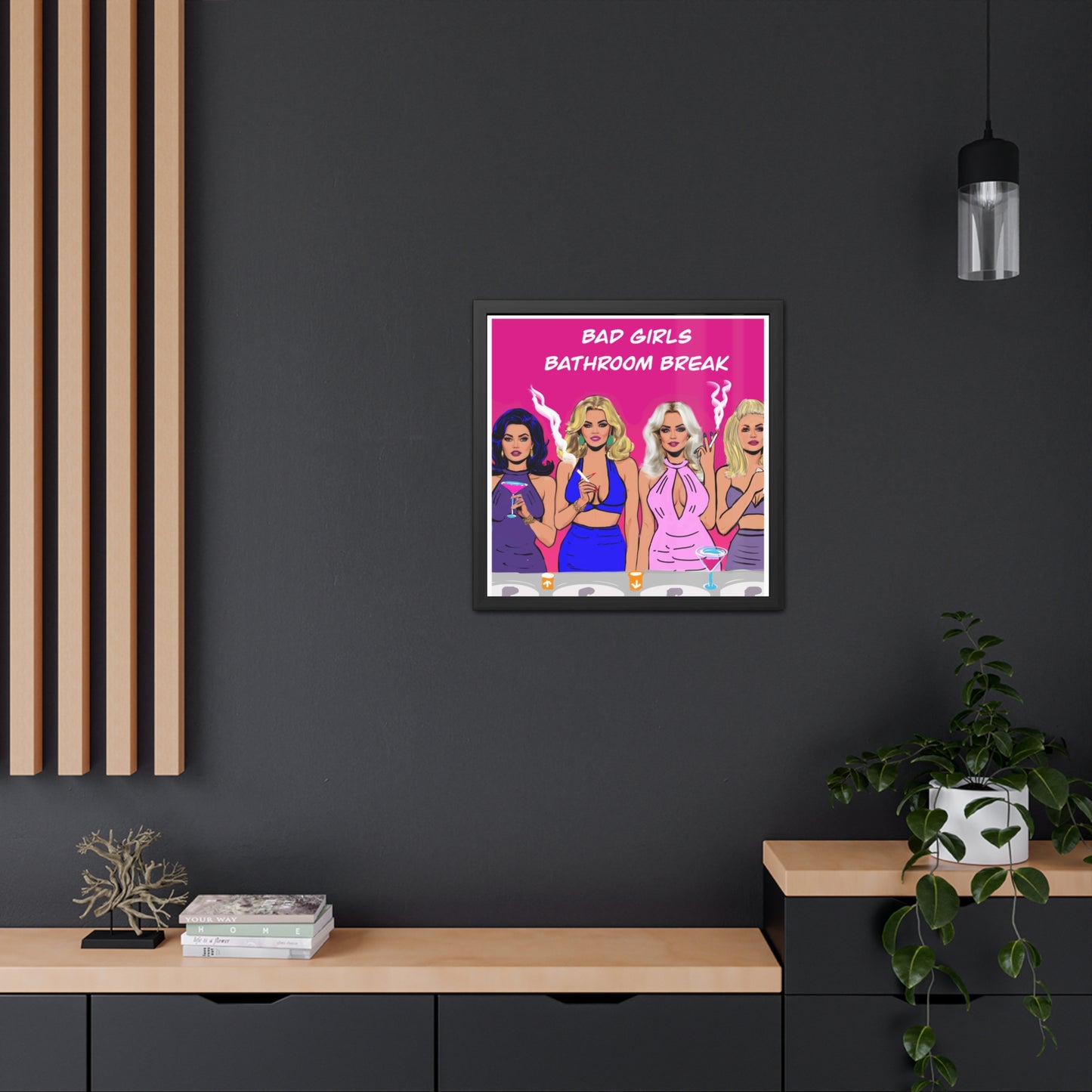 Bad Girls Bathroom Break Potty Humor Series Framed Posters