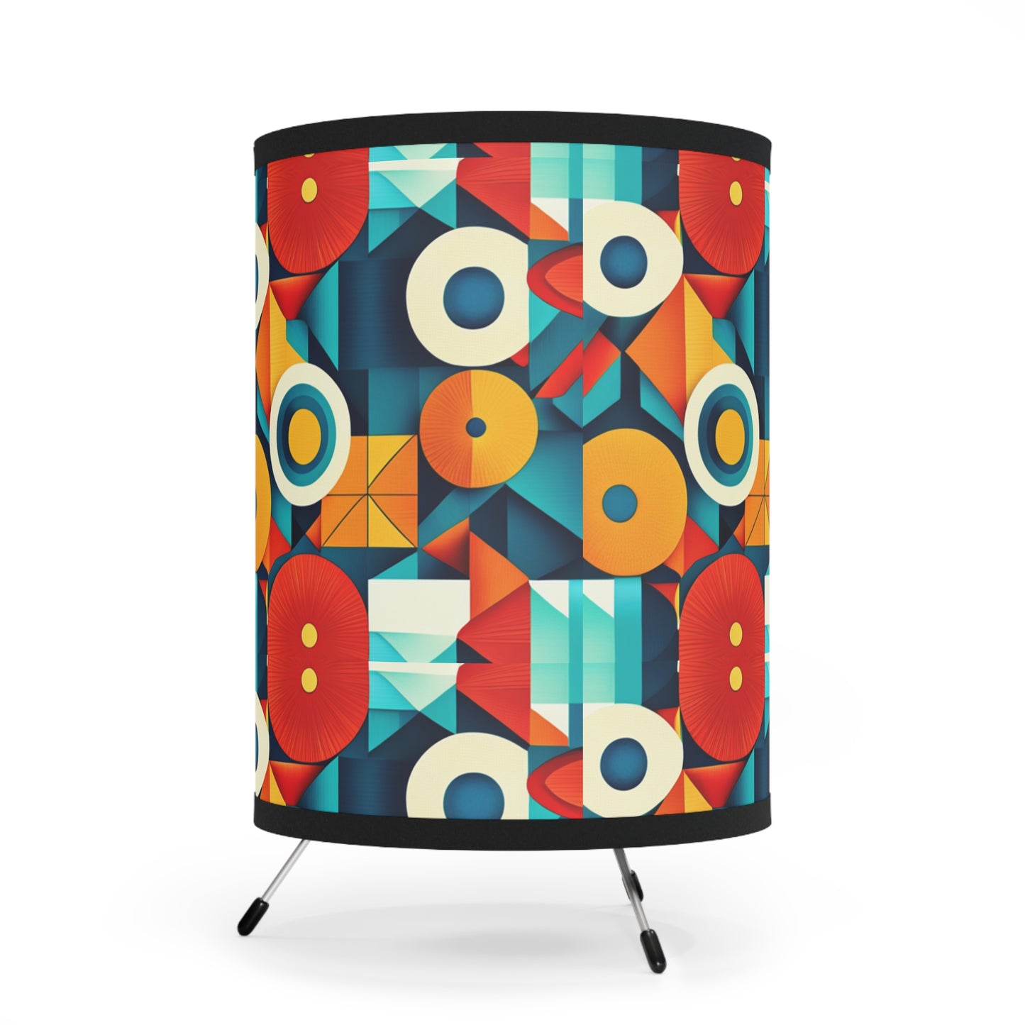 Tripod Lamp With Mid Century Modern Pattern