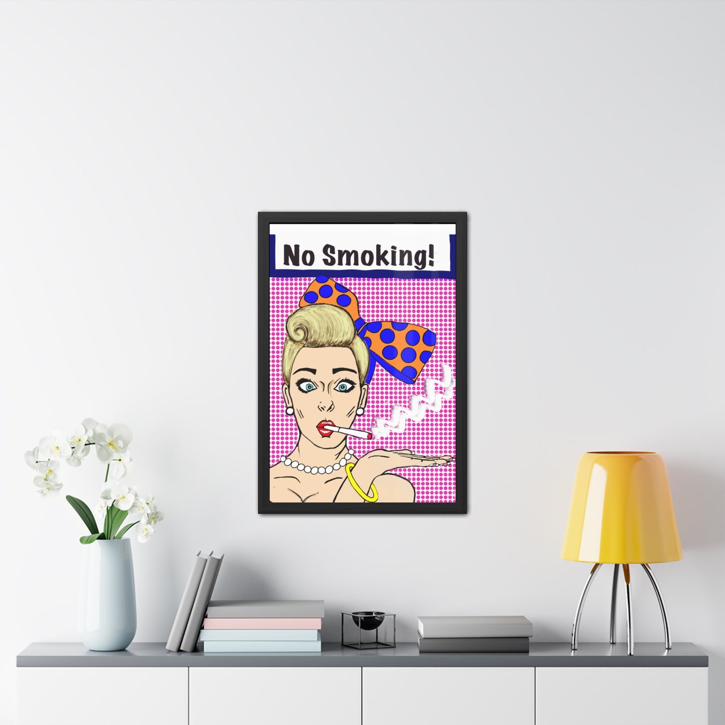 Pop Art Sassy Series Potty Humor Smoking Lady Vertical Framed Poster