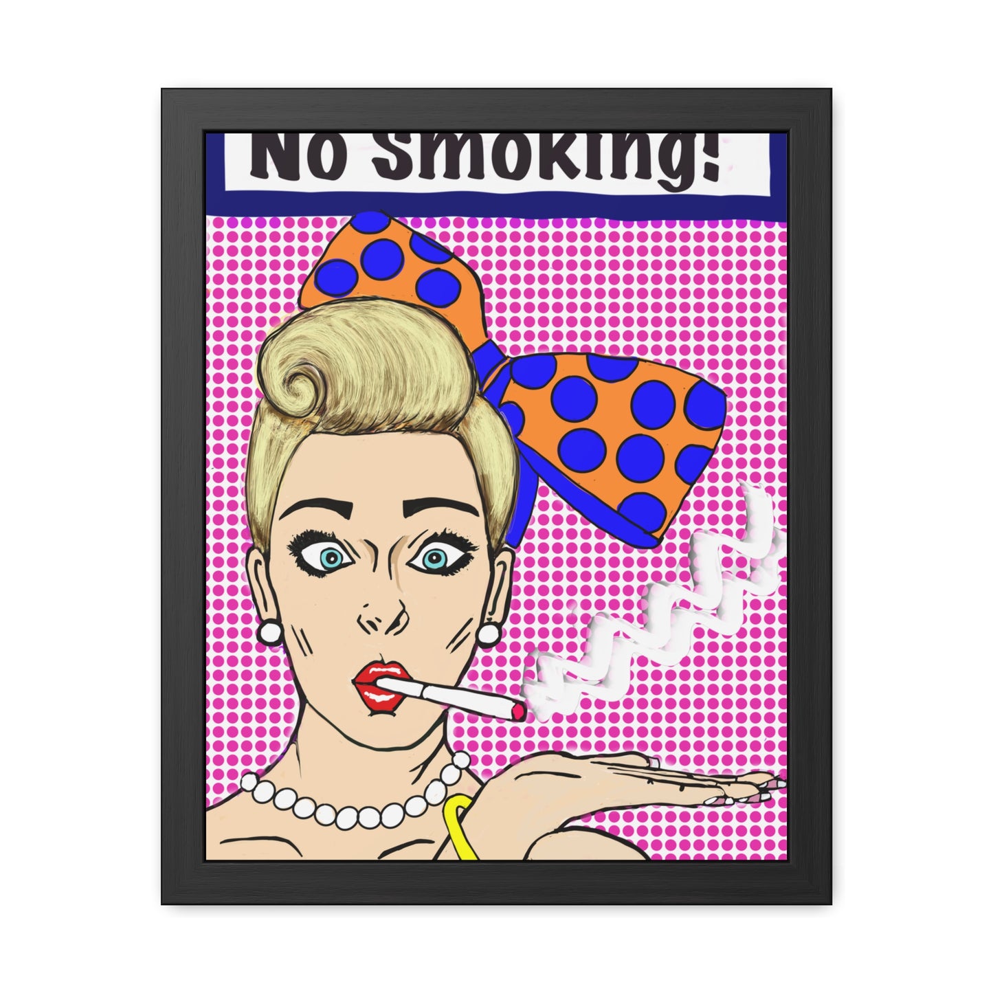 Pop Art Sassy Series Potty Humor Smoking Lady Vertical Framed Poster