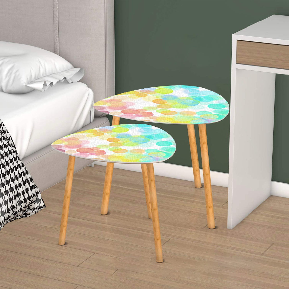 Bokeh Lights Triangle Coffee Table Set of 2