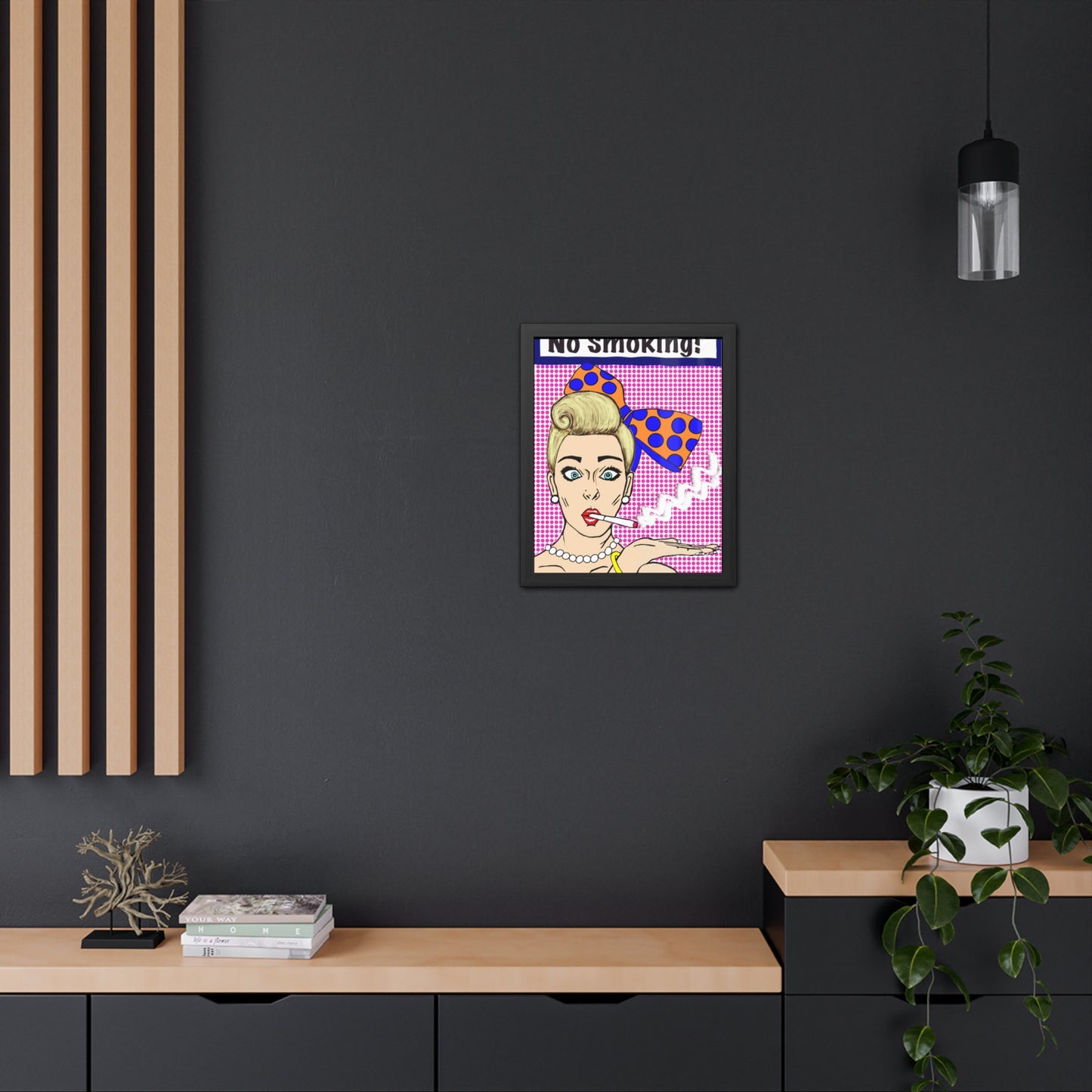 Pop Art Sassy Series Potty Humor Smoking Lady Vertical Framed Poster