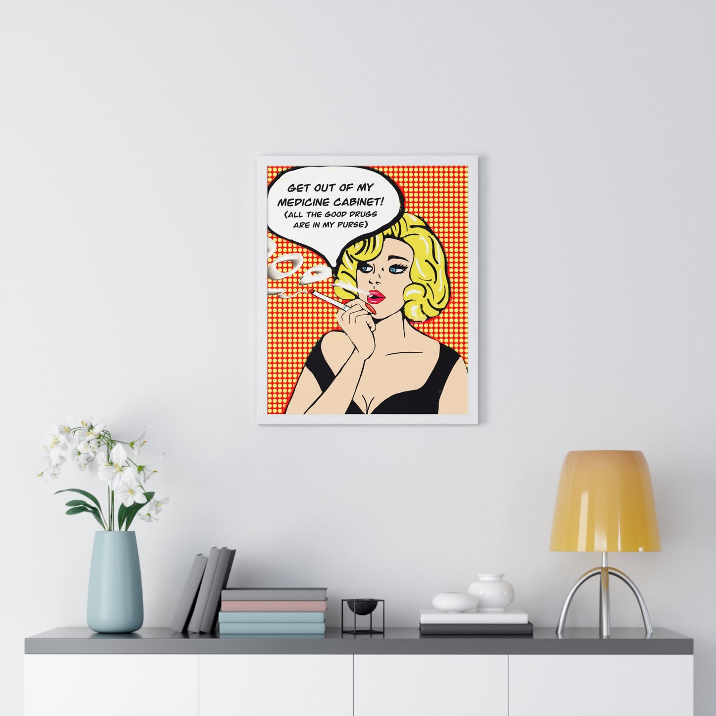 Pop Art Sassy Series Potty Humor Druggie Woman Vertical Framed Poster