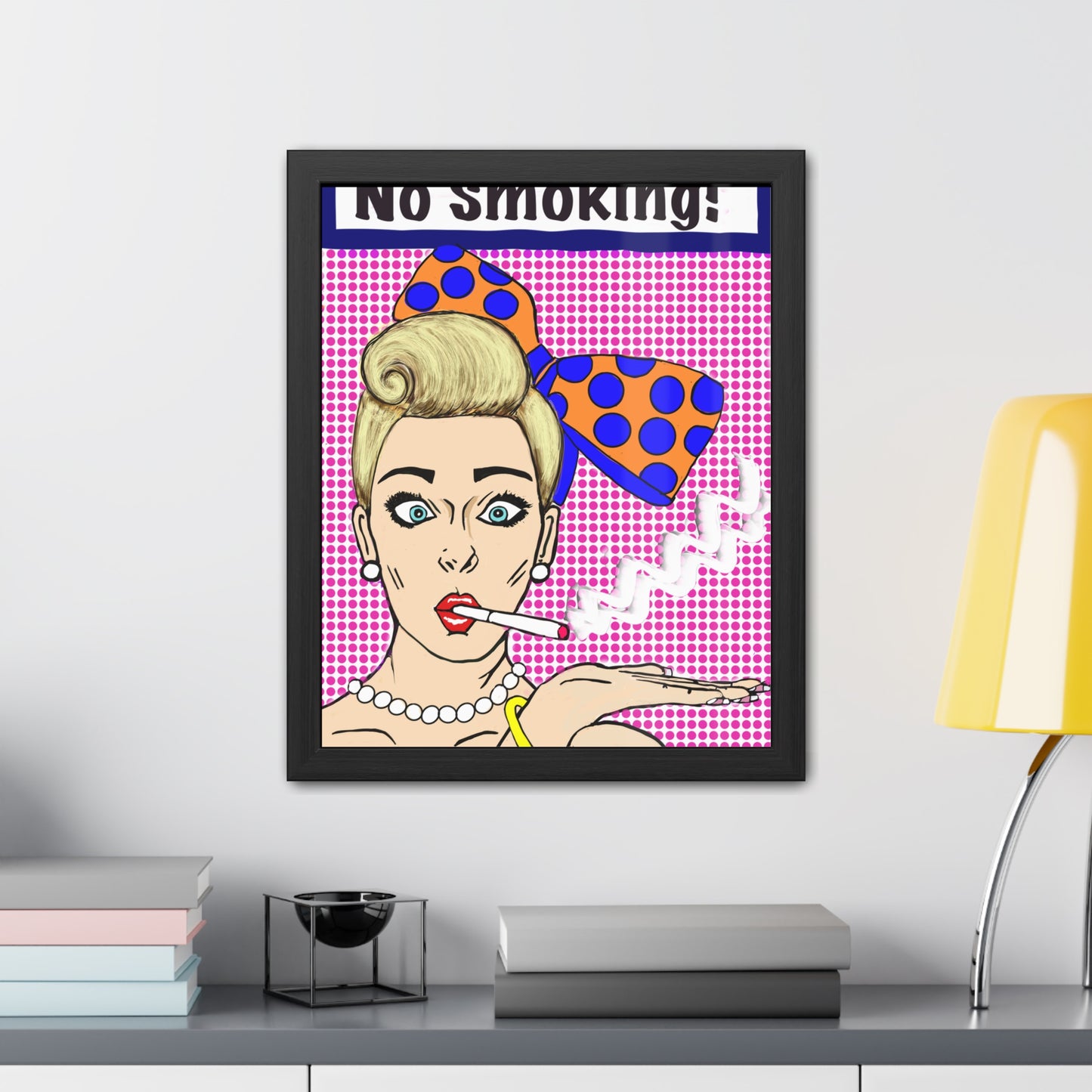 Pop Art Sassy Series Potty Humor Smoking Lady Vertical Framed Poster