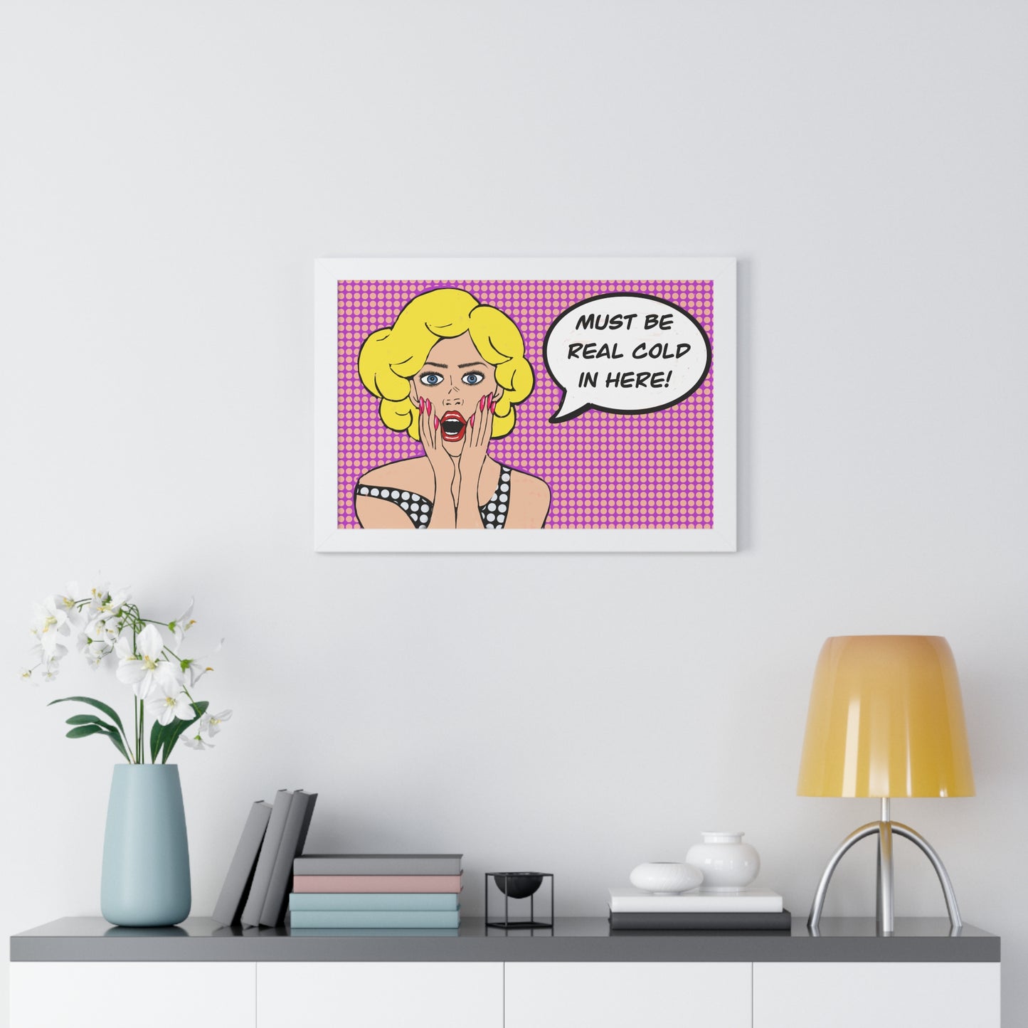 Pop Art Inspired Bathroom Art Rude Woman Framed Horizontal Poster
