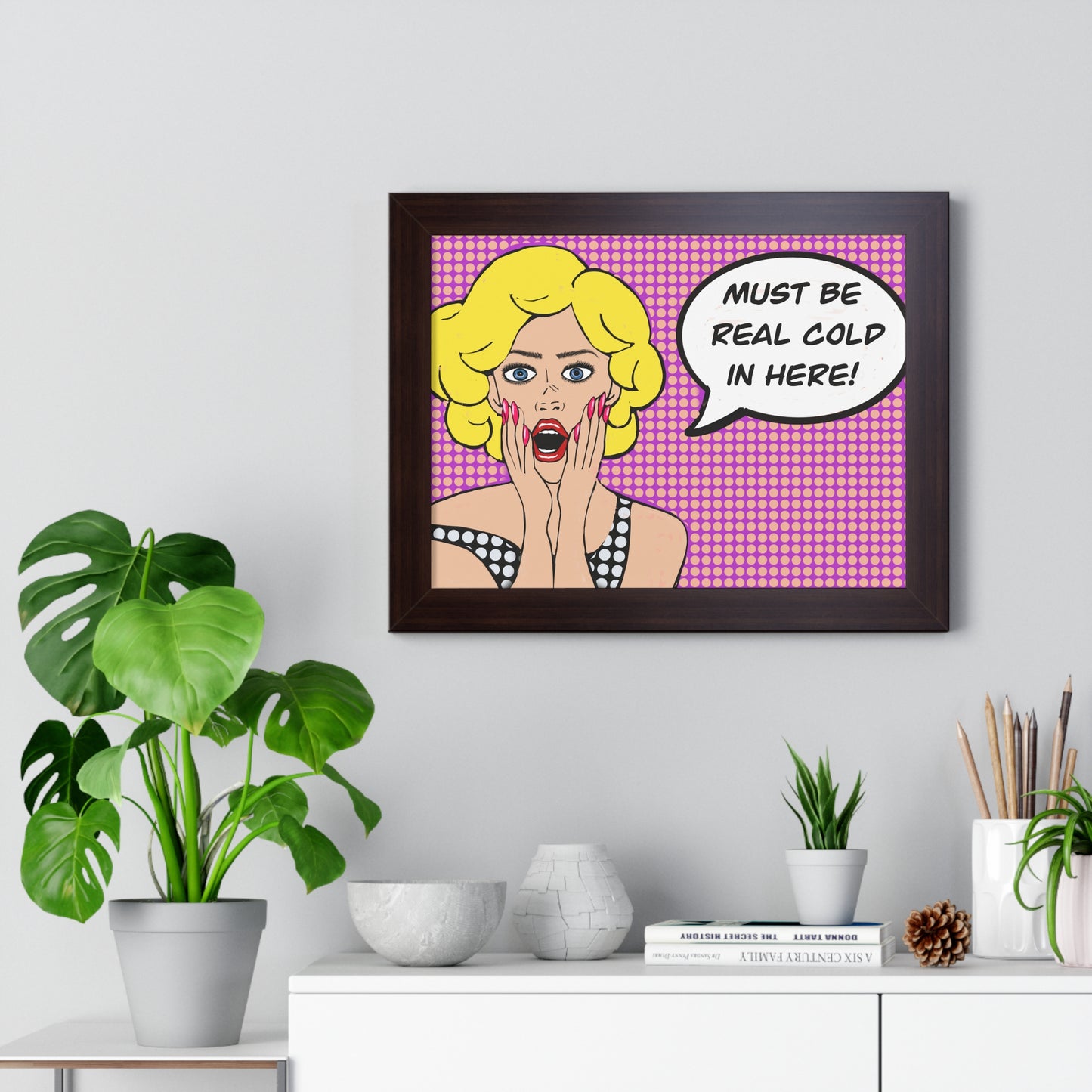 Pop Art Inspired Bathroom Art Rude Woman Framed Horizontal Poster