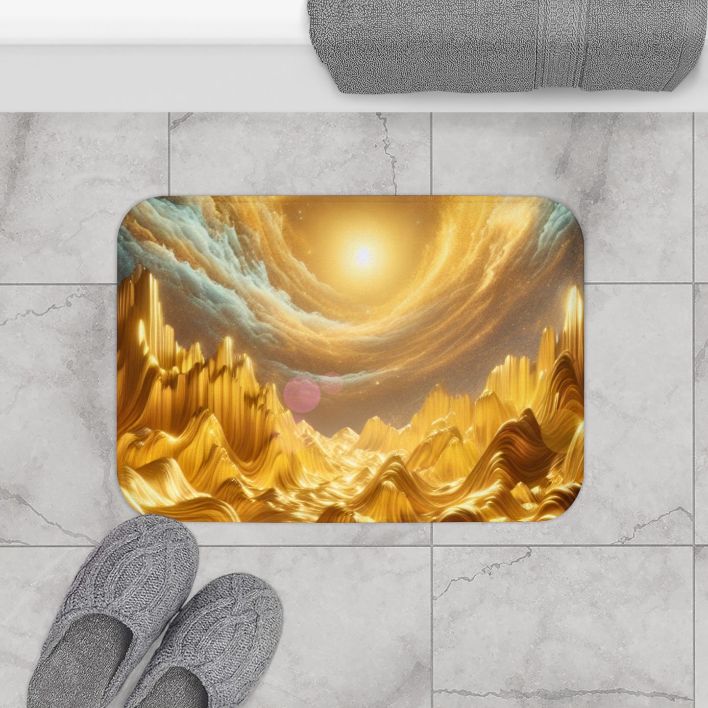 Waves of Gold Bath Mat