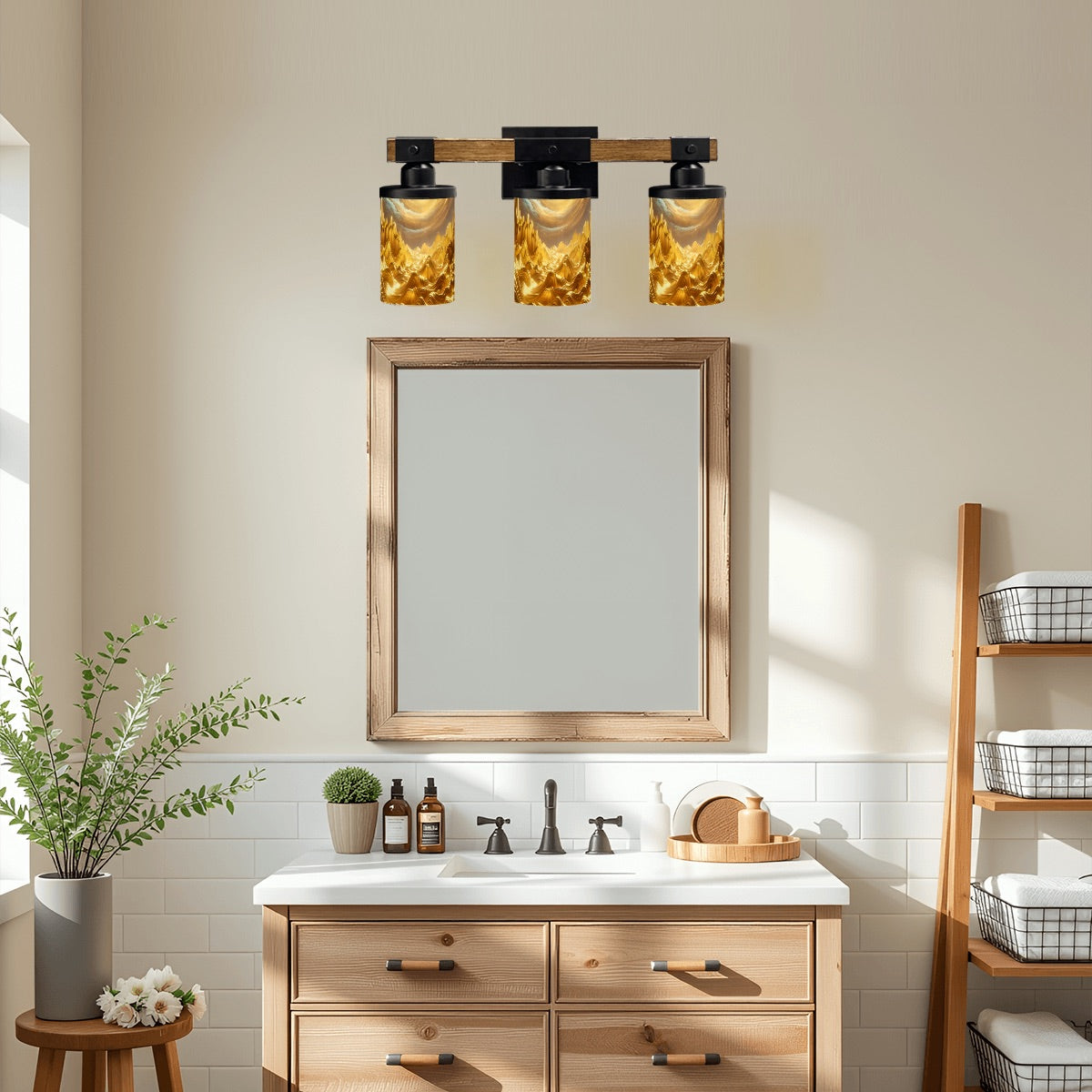 Waves of Gold Vanity Light Fixture