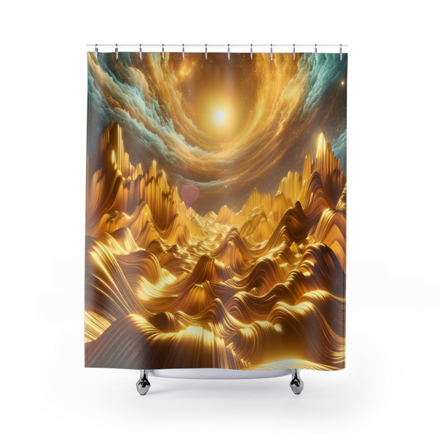 Waves of Gold Shower Curtain