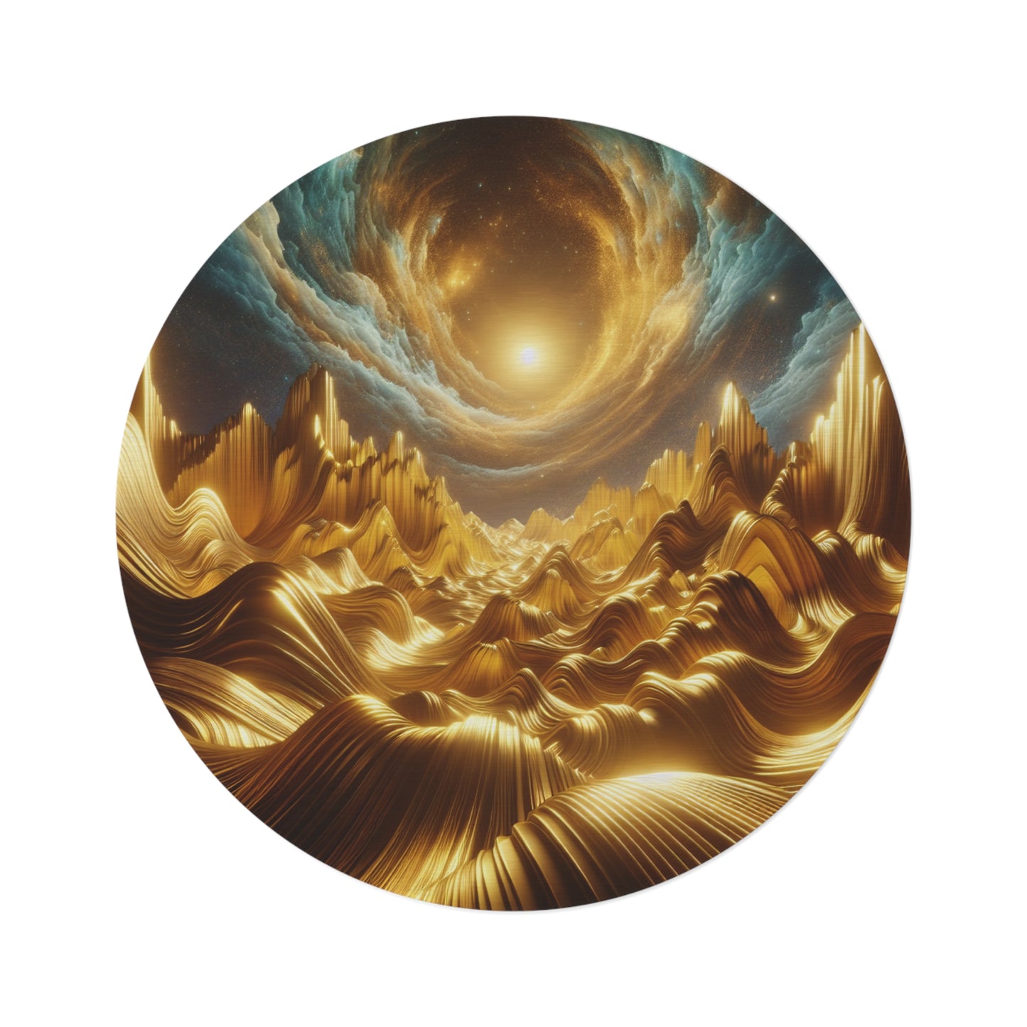 Waves of Gold Round Rug