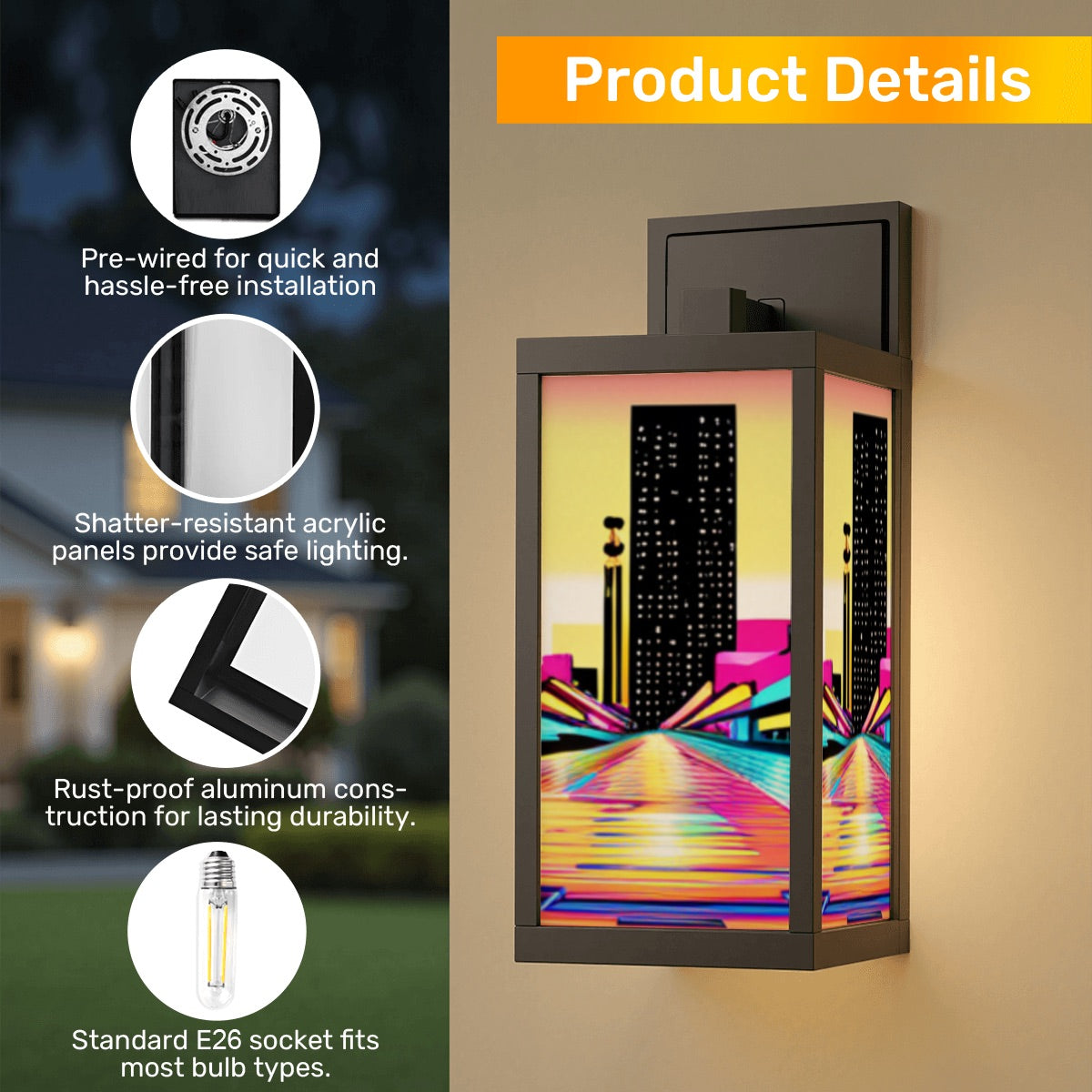 Neon Skyline Patio Wall Light