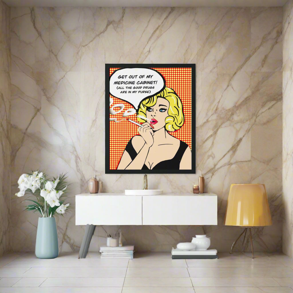 Pop Art Sassy Series Potty Humor Druggie Woman Vertical Framed Poster