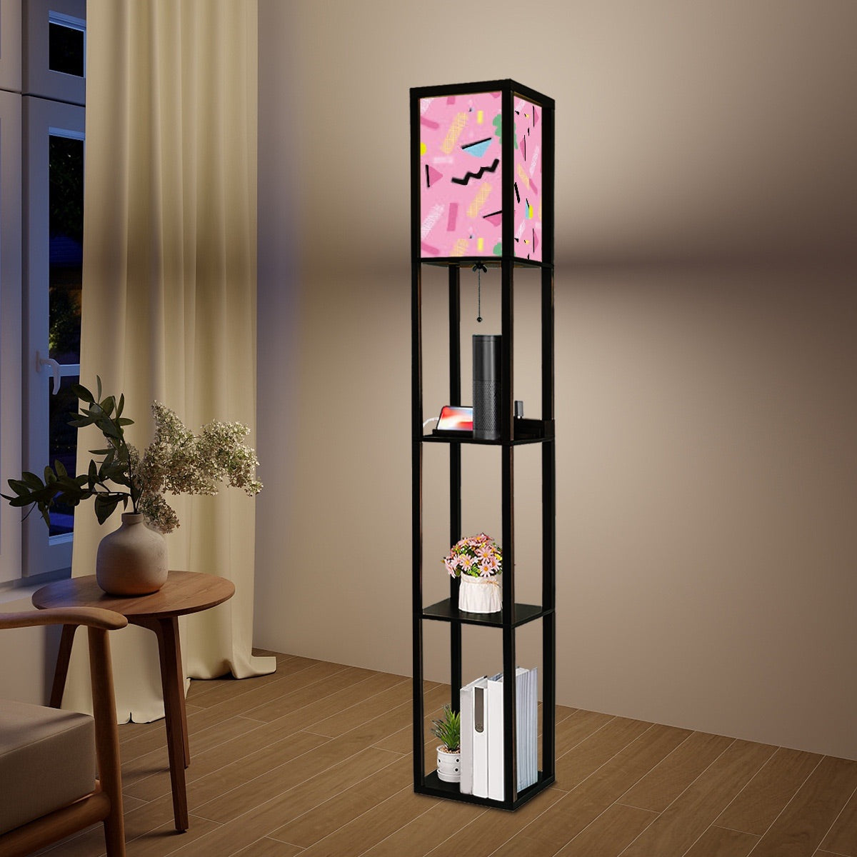 Saturday Morning Cartoons Floor Lamp with Shelves