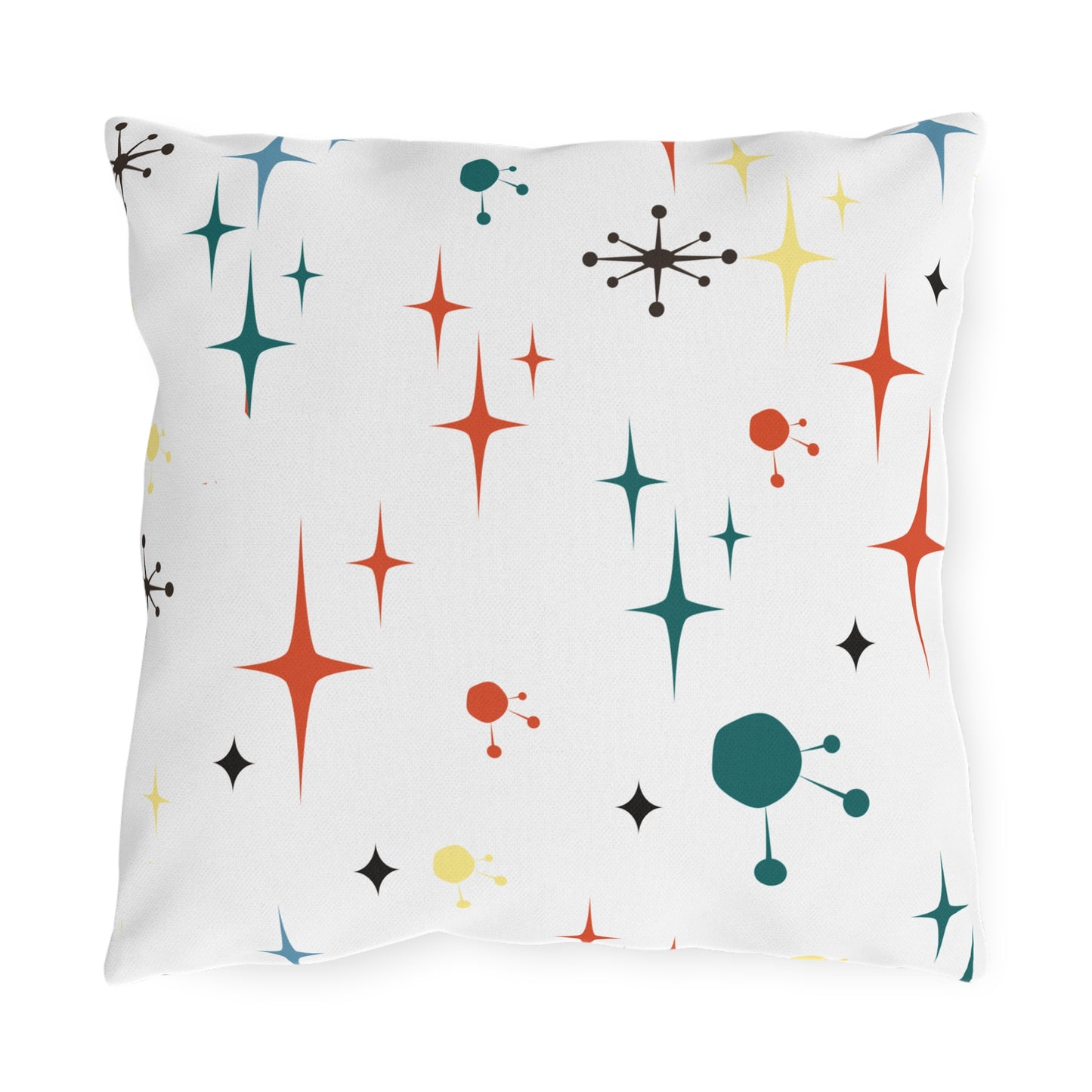 Mid-Century Magic: Starburst & Sputnik Outdoor Pillow