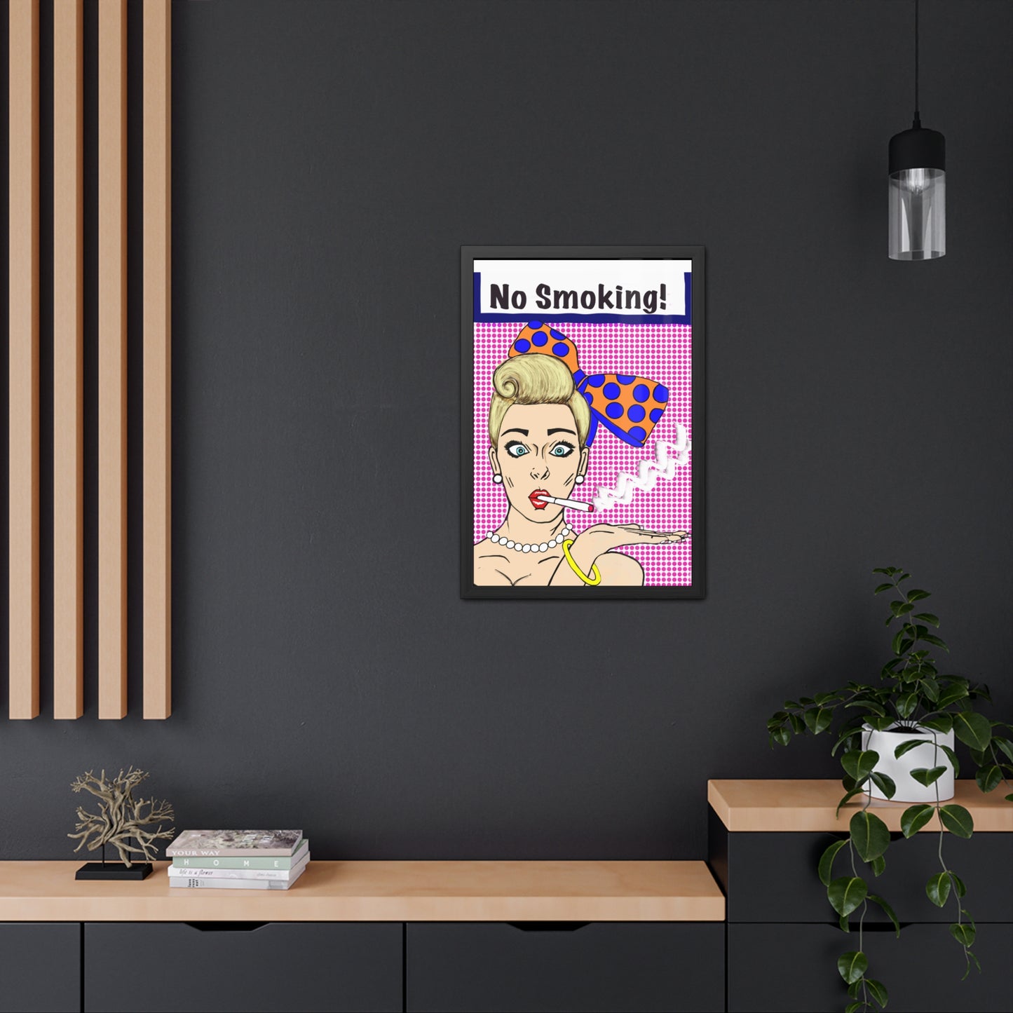 Pop Art Sassy Series Potty Humor Smoking Lady Vertical Framed Poster