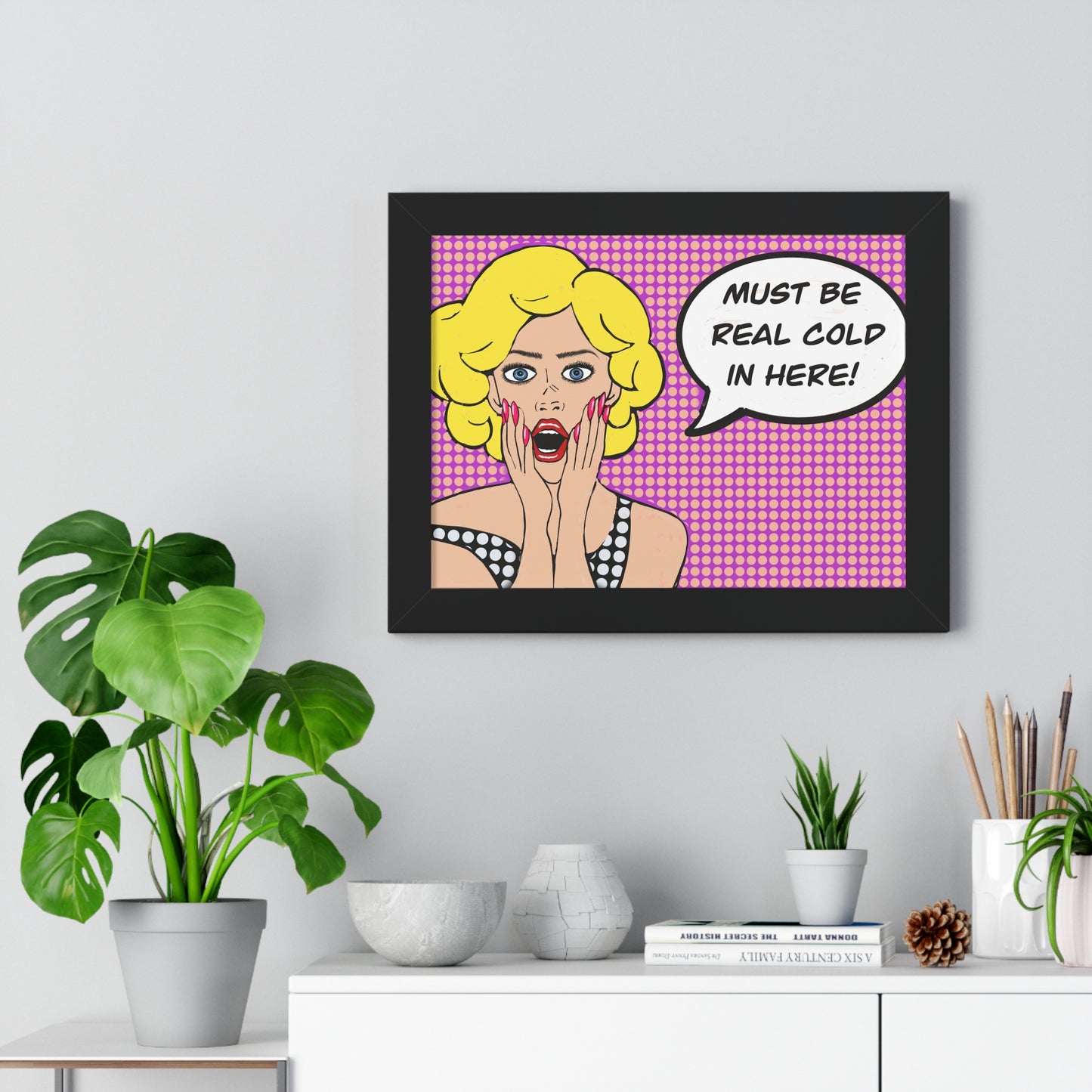 Pop Art Inspired Bathroom Art Rude Woman Framed Horizontal Poster