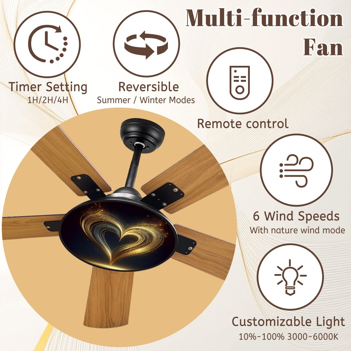 Heart of Gold Ceiling Fan With Light π