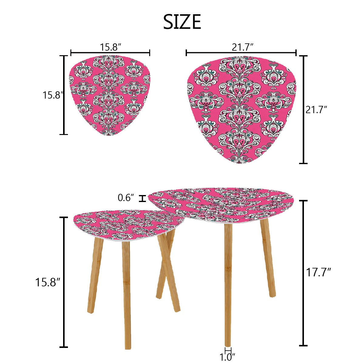 French Rococo Triangle Coffee Table Set of 2 π