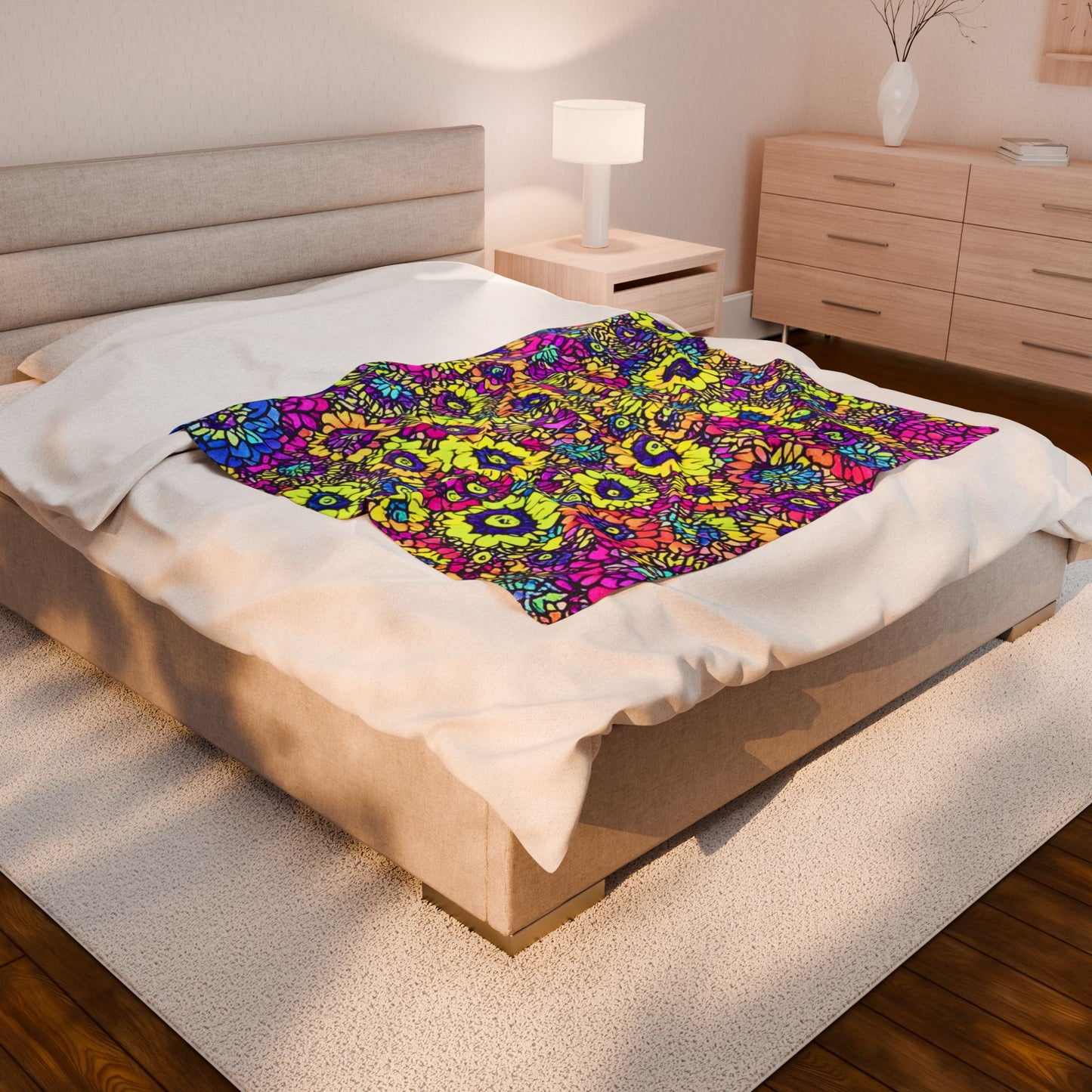 Flower Power Velveteen Plush Blanket