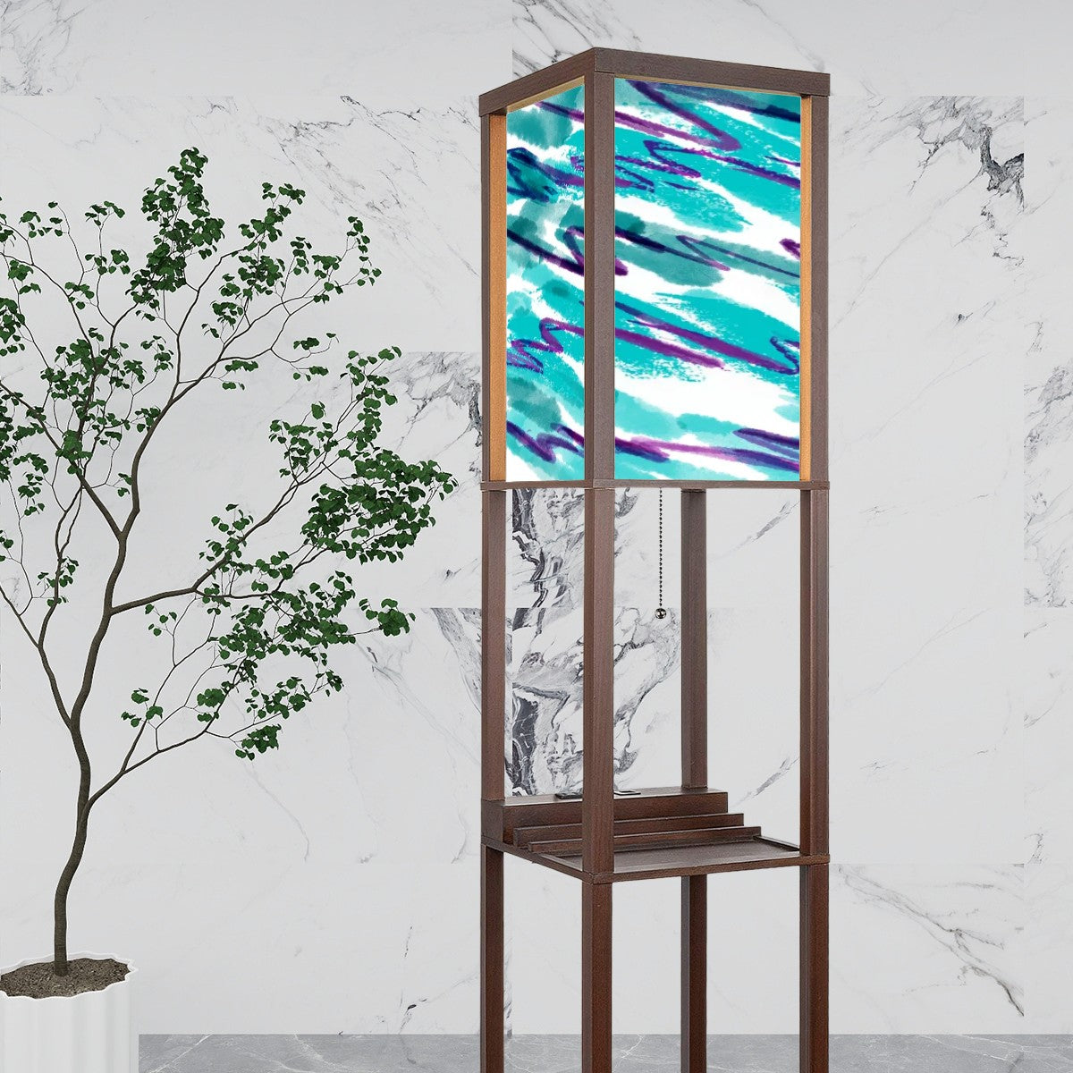 90s Vibe Floor Lamp with Shelves