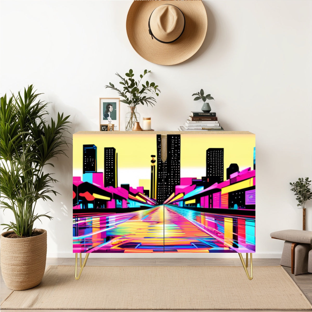 Neon Skyline Storage Cabinet
