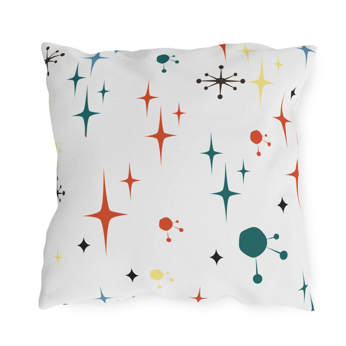 Mid-Century Magic: Starburst & Sputnik Outdoor Pillow