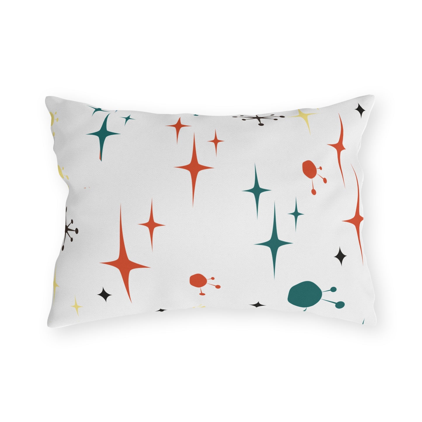 Mid-Century Magic: Starburst & Sputnik Outdoor Pillow