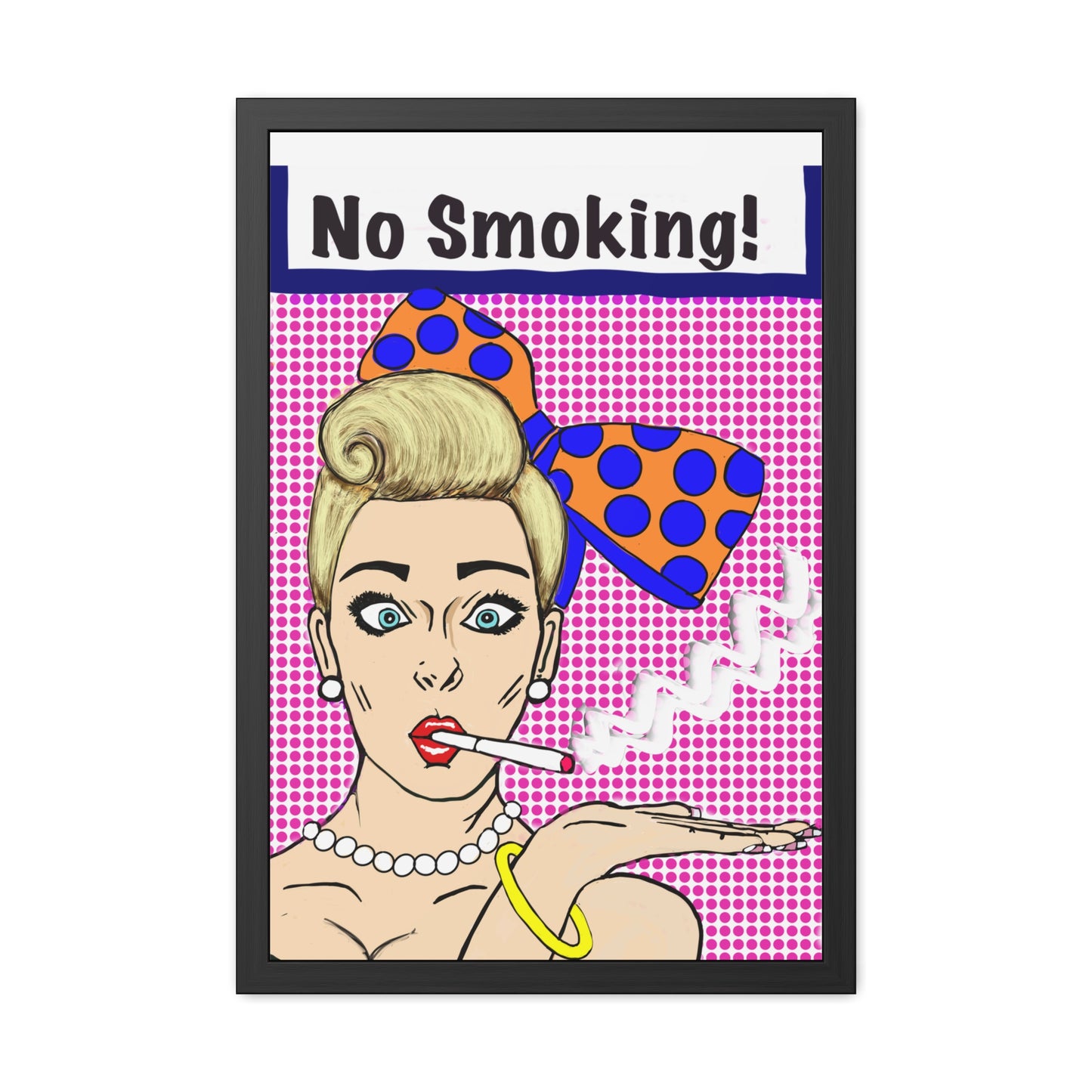 Pop Art Sassy Series Potty Humor Smoking Lady Vertical Framed Poster