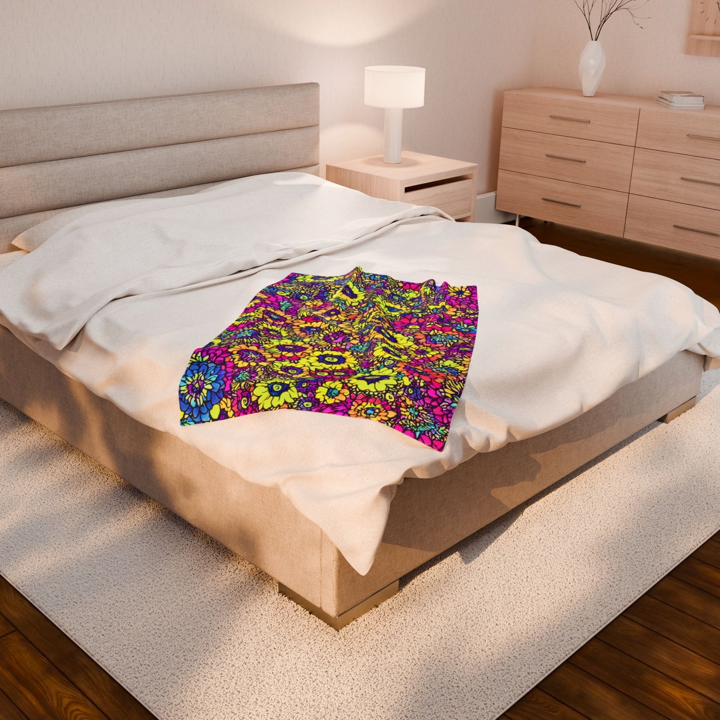 Flower Power Velveteen Plush Blanket