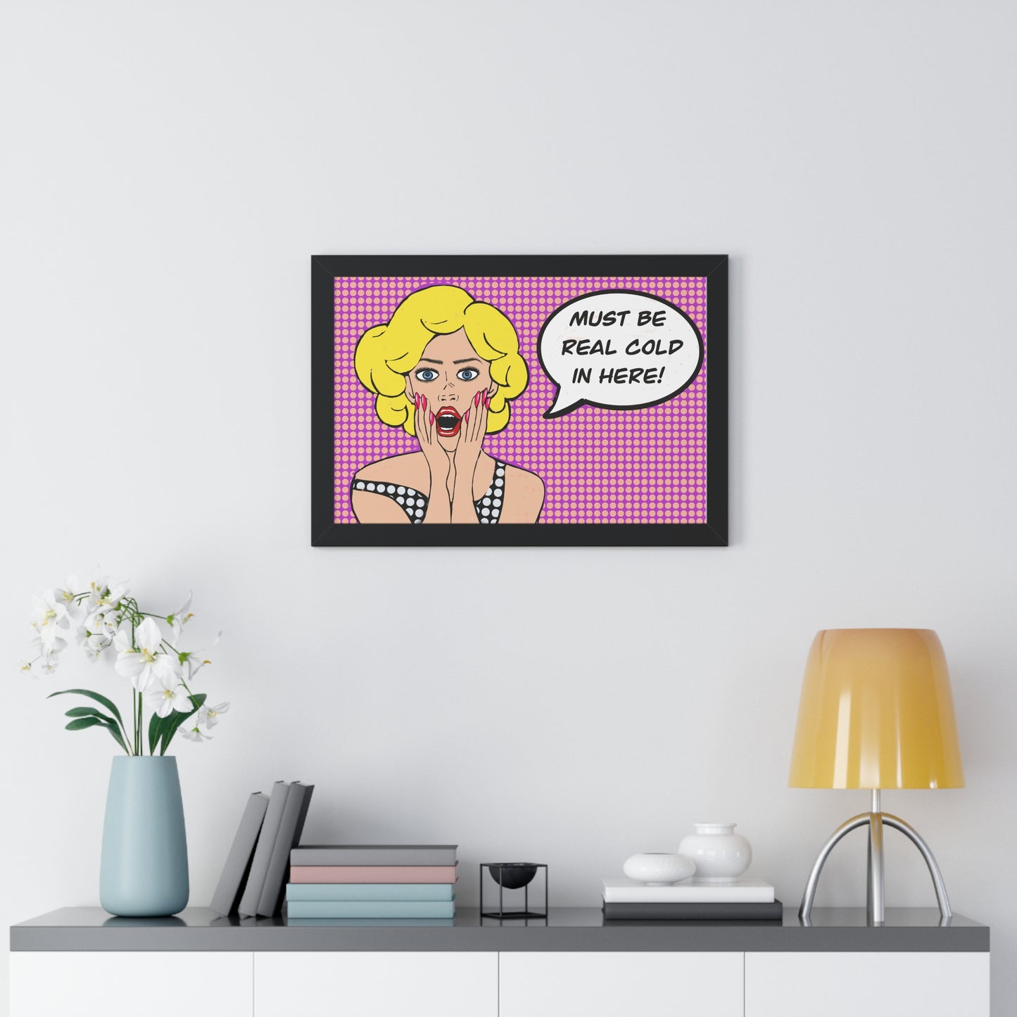 Pop Art Inspired Bathroom Art Rude Woman Framed Horizontal Poster