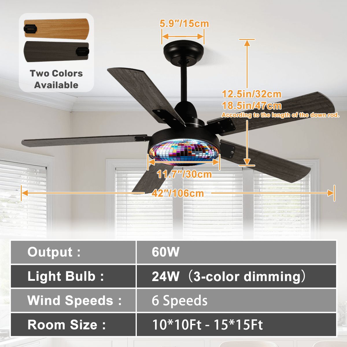 ๐ Disco Ball Ceiling Fan With Light ๐บ