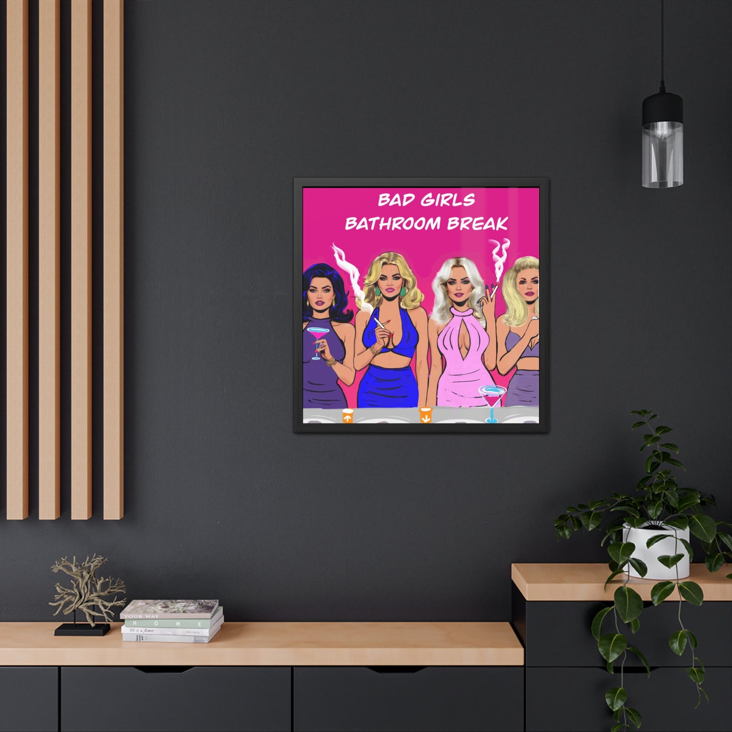 Bad Girls Bathroom Break Potty Humor Series Framed Posters