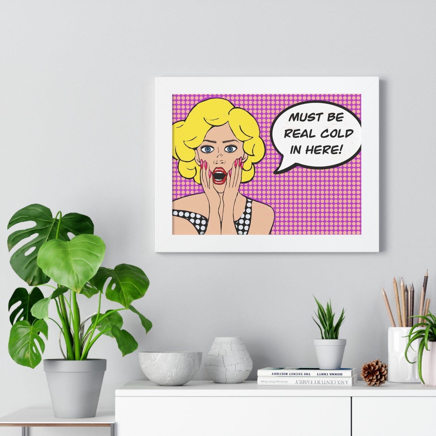 Pop Art Inspired Bathroom Art Rude Woman Framed Horizontal Poster