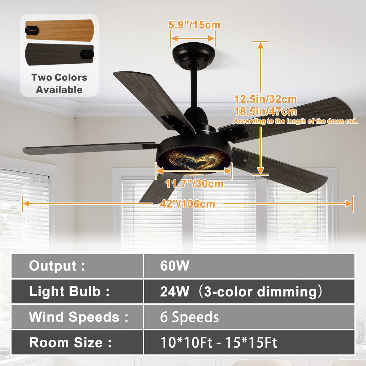 Heart of Gold Ceiling Fan With Light π