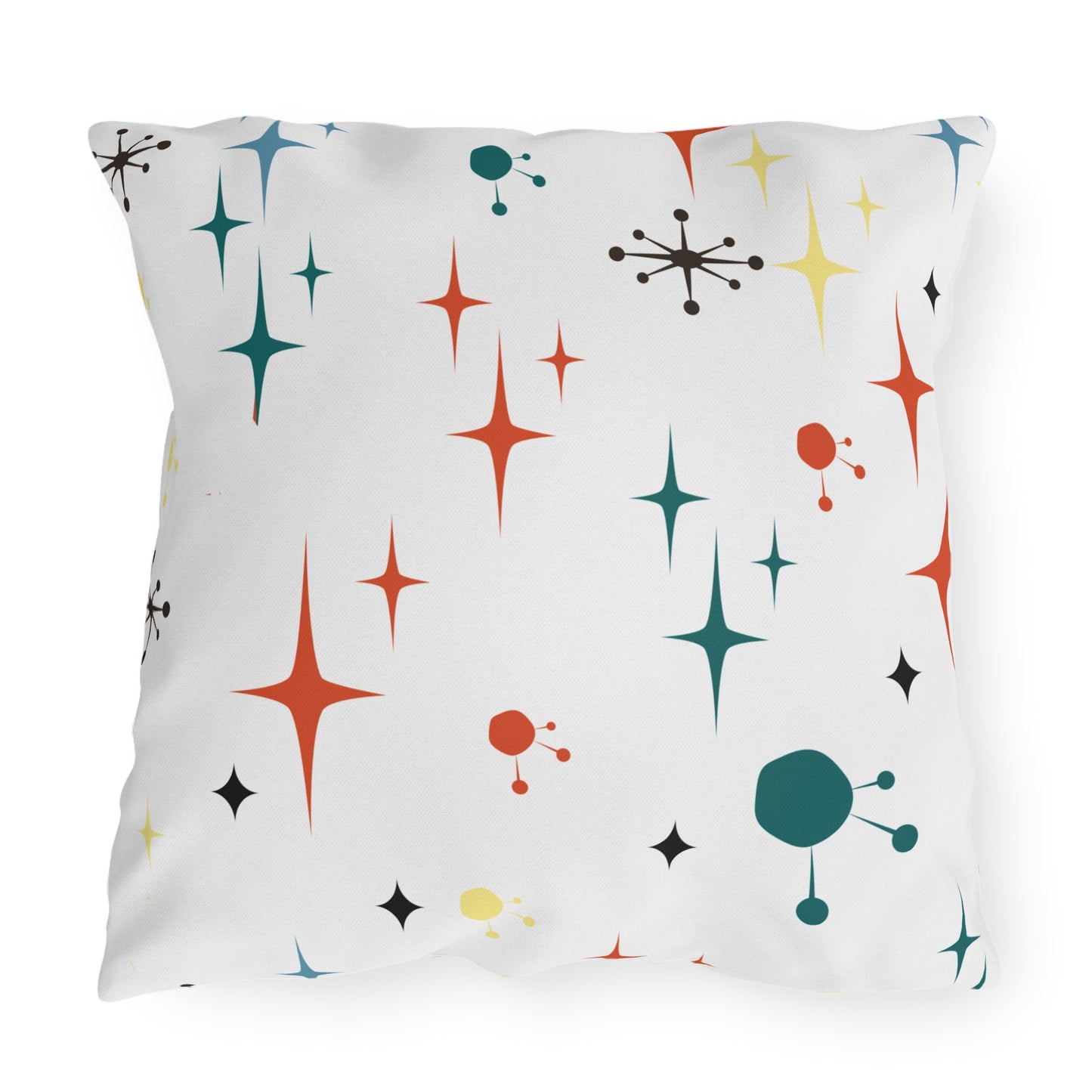 Mid-Century Magic: Starburst & Sputnik Outdoor Pillow