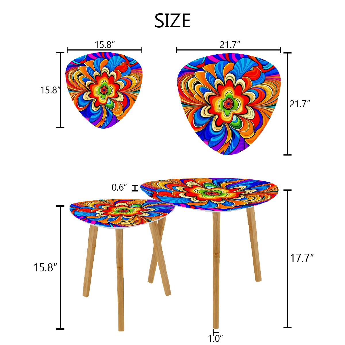 Psychedelic 60's Coffee Table Set of 2