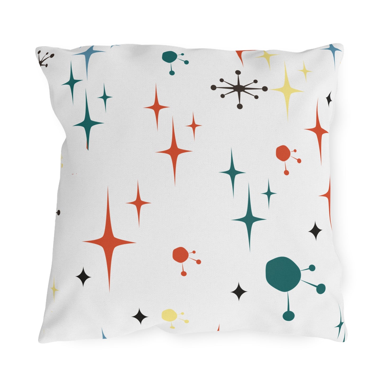 Mid-Century Magic: Starburst & Sputnik Outdoor Pillow