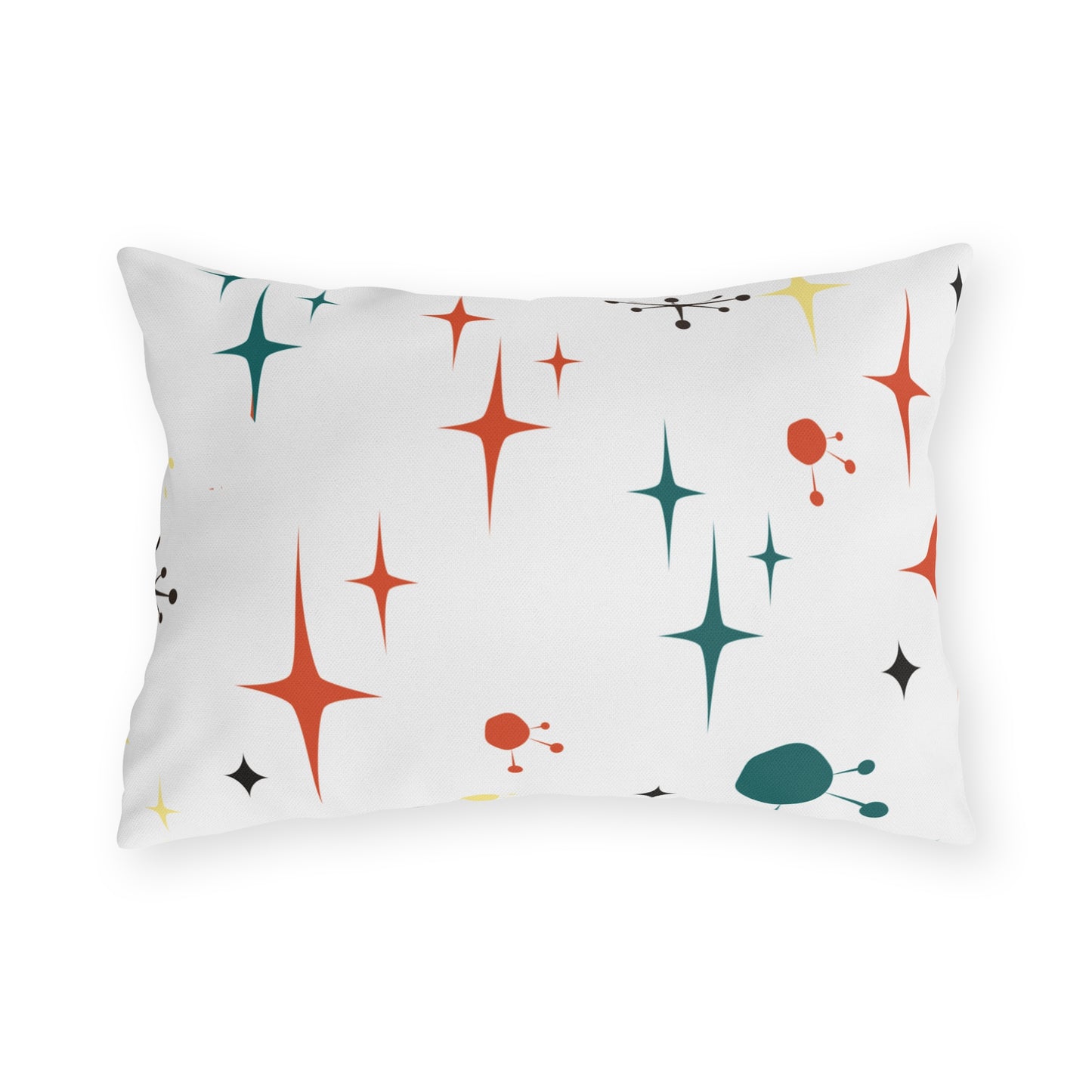 Mid-Century Magic: Starburst & Sputnik Outdoor Pillow