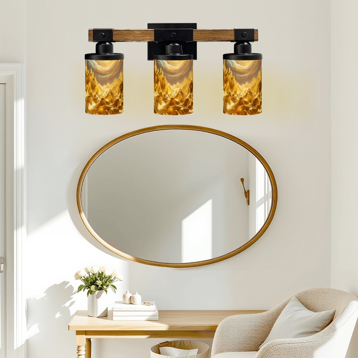 Waves of Gold Vanity Light Fixture