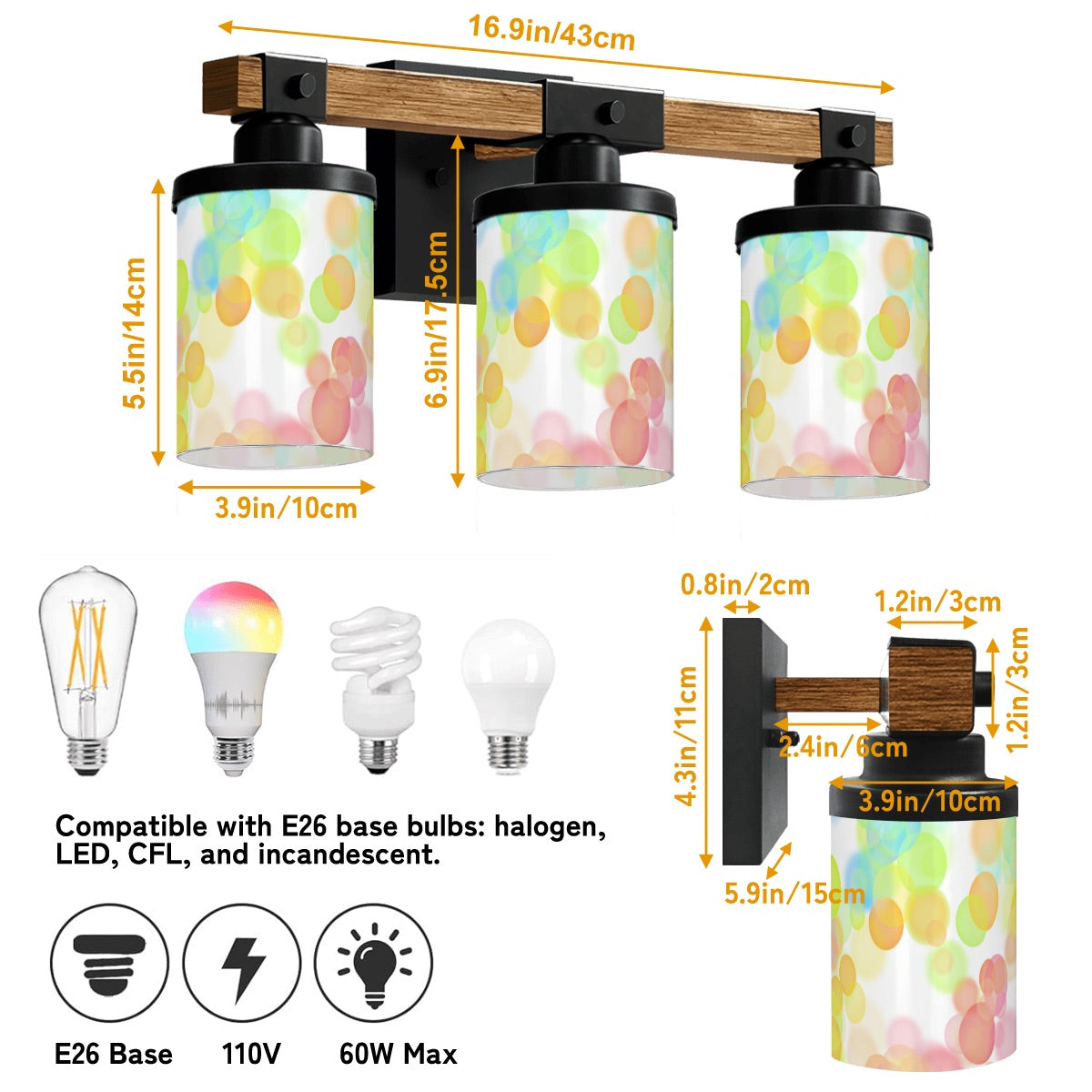✨ Retro Bokeh Vanity Light Fixture – Glow in Soft Focus ✨