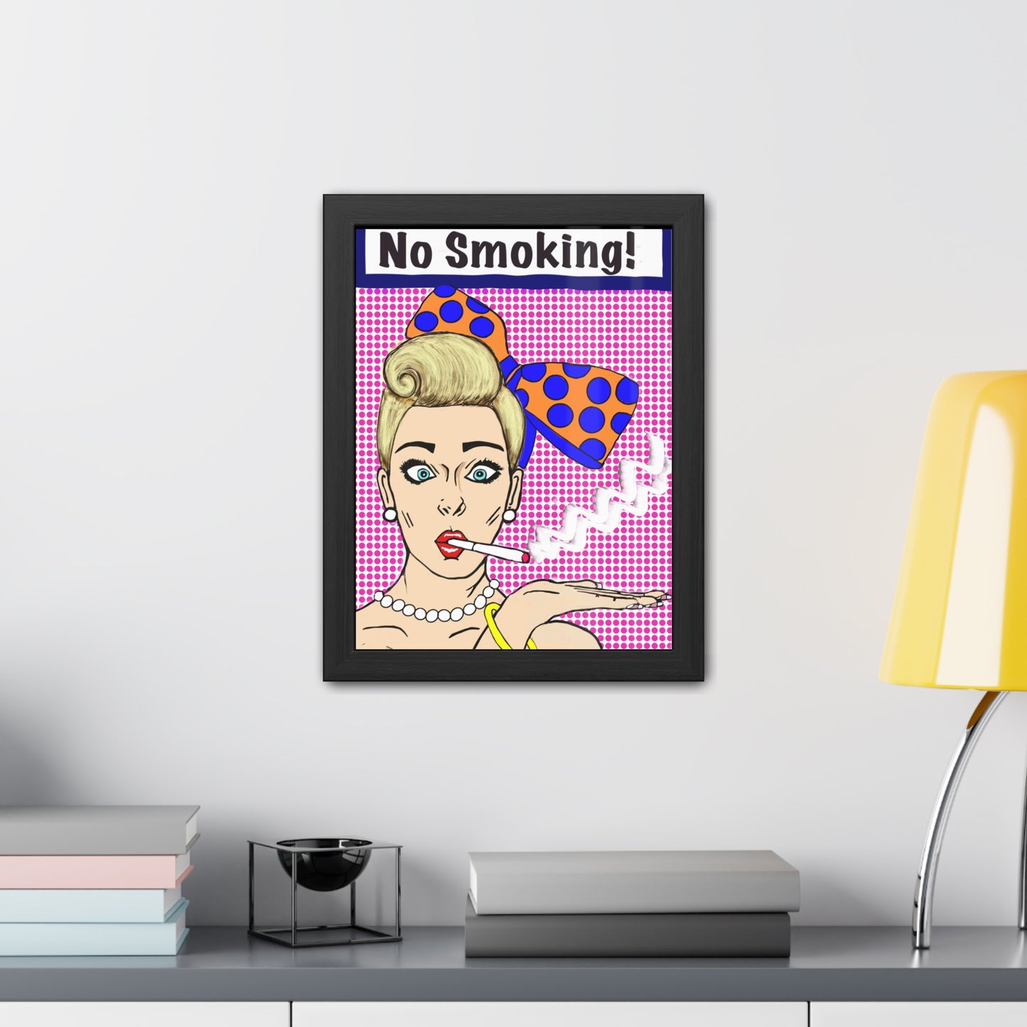 Pop Art Sassy Series Potty Humor Smoking Lady Vertical Framed Poster