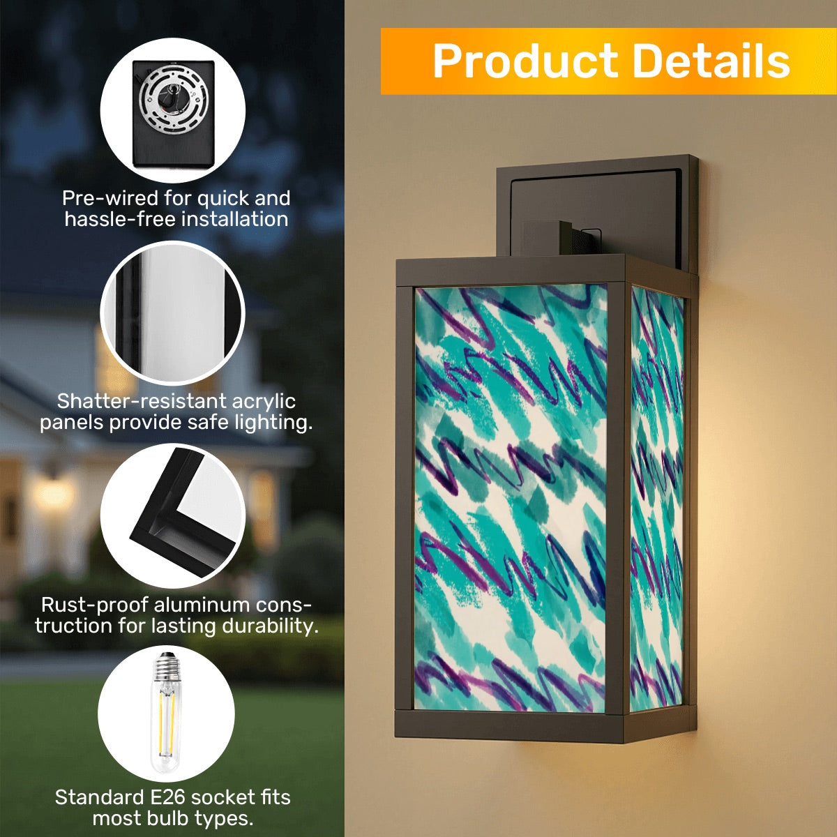 90s Pattern Patio Wall Light