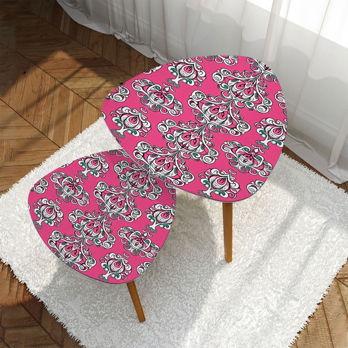 French Rococo Triangle Coffee Table Set of 2 π