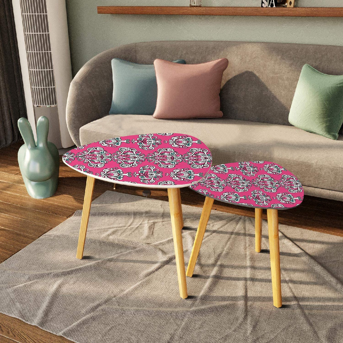 French Rococo Triangle Coffee Table Set of 2 π