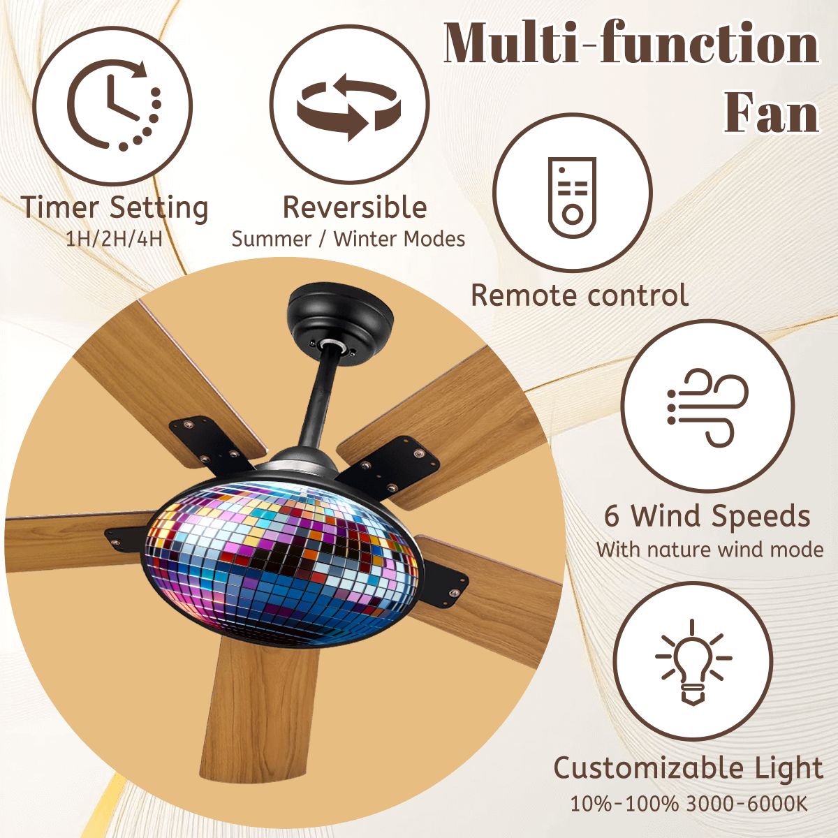 ๐ Disco Ball Ceiling Fan With Light ๐บ