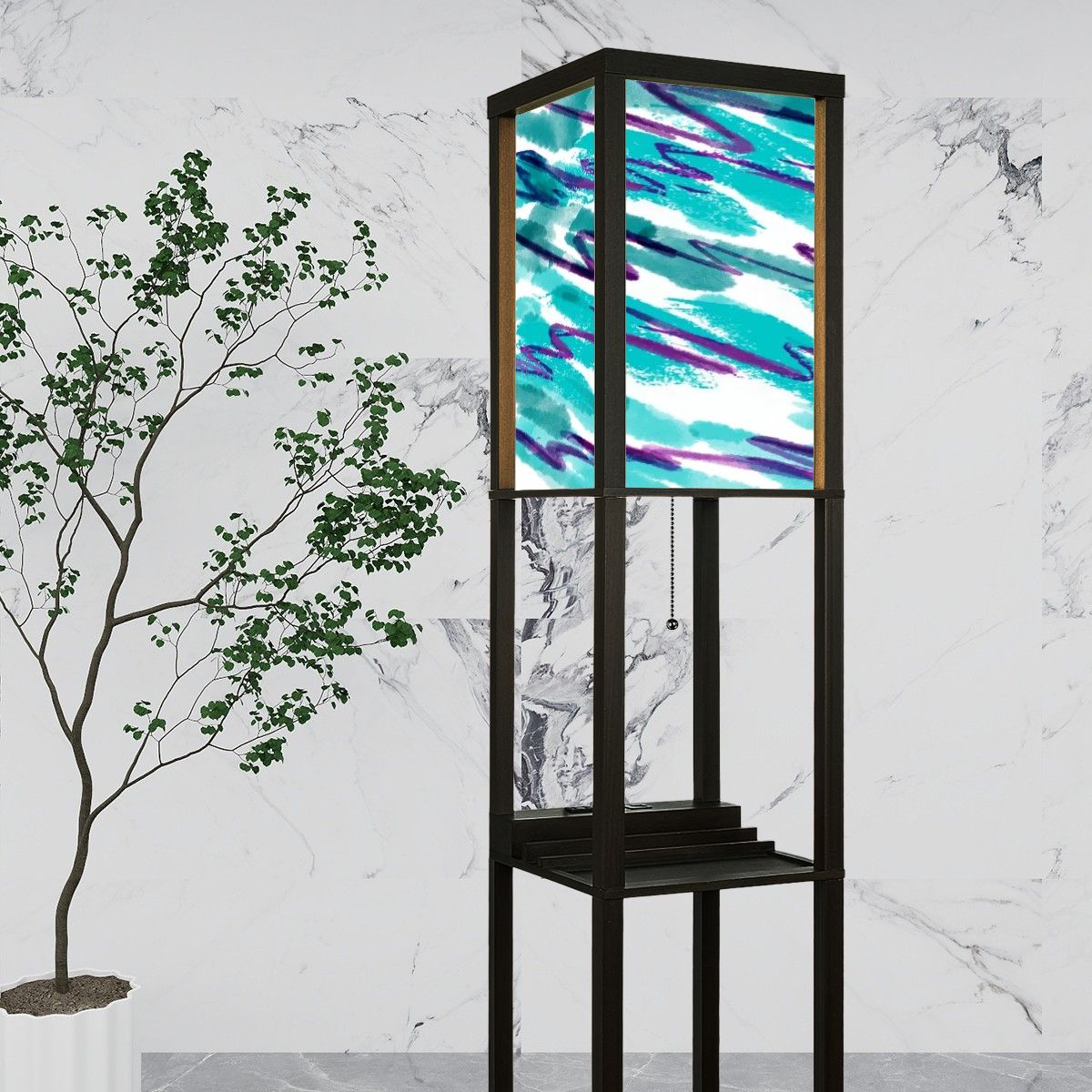 90s Vibe Floor Lamp with Shelves