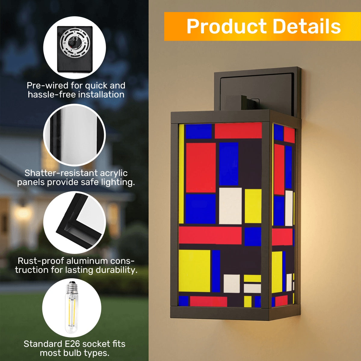 Color Block Patio Wall Light